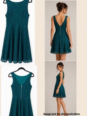 Speechless Teal Lace Fit & Flare Mini Dress
